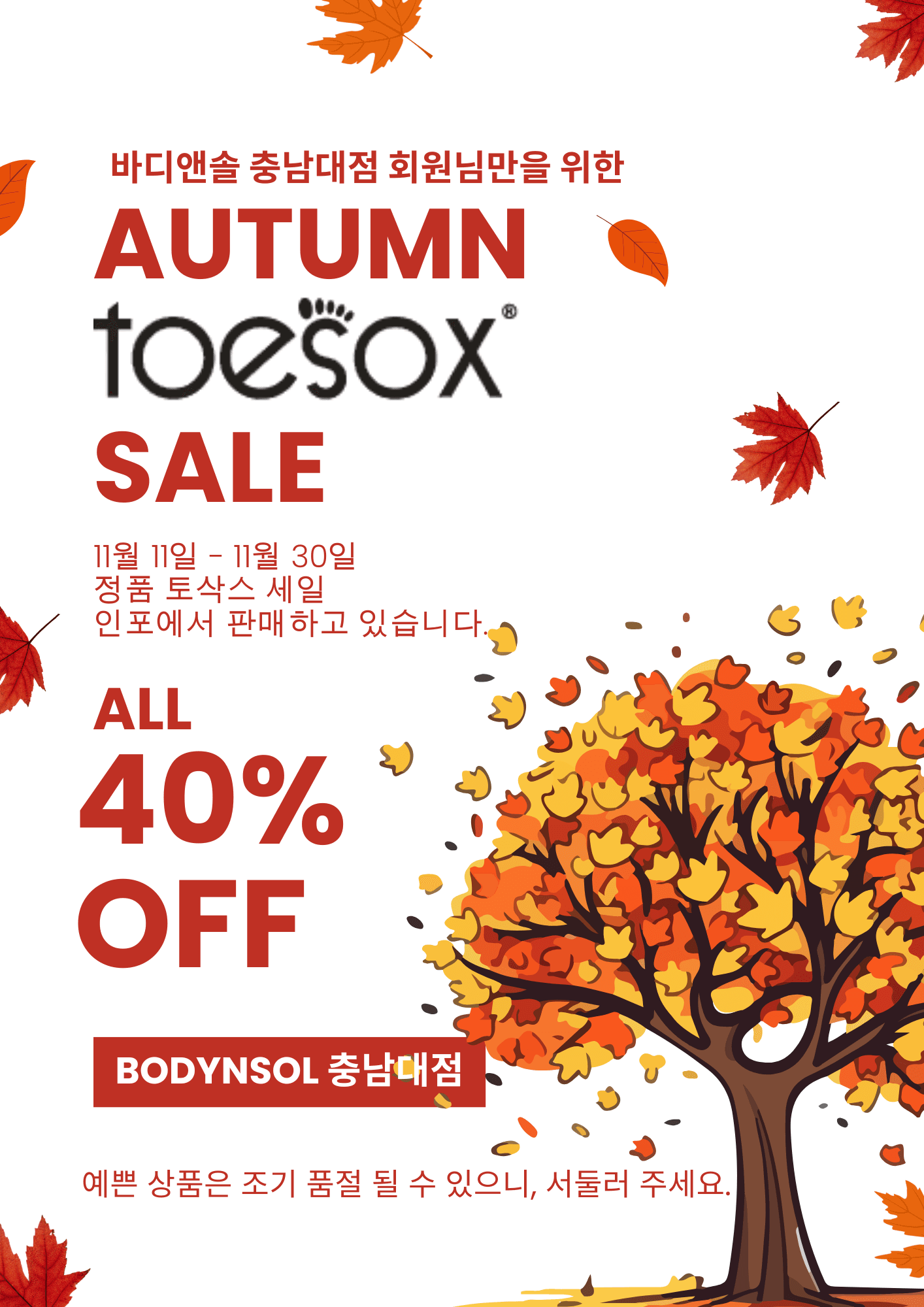 AUTUMN TOESOX SALE ALL 40% OFF